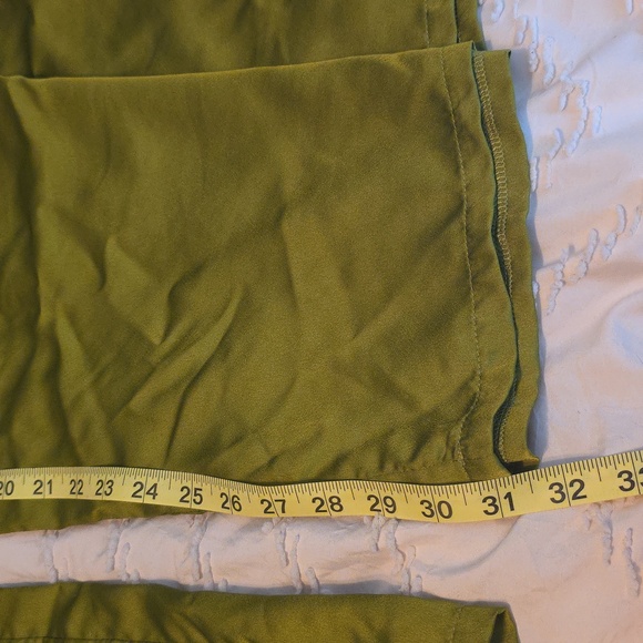 Mermaids Wide Leg Flowy Pants High Waist Shiny Green Small - Picture 8 of 8